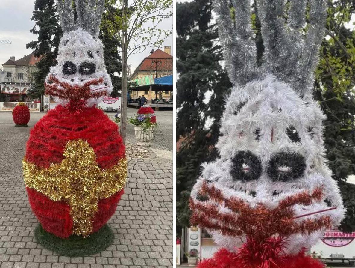 Iepurași horror amplasați în centrul Municipiului Baia Mare aprind spiritele printre localnici / „Te doare mintea cum arată”