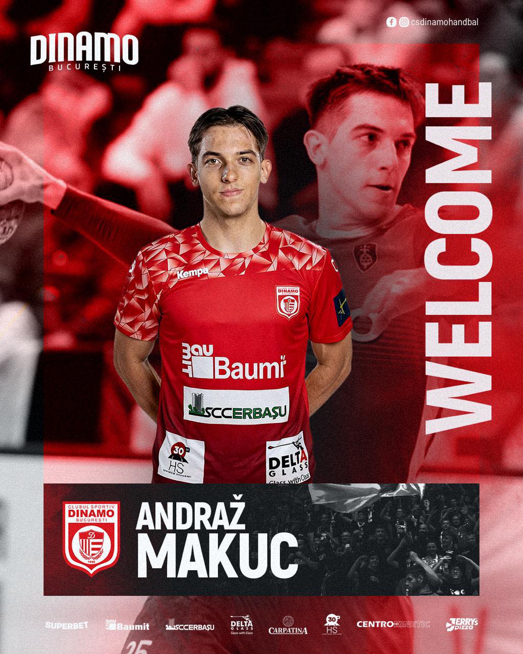 Dinamo, campioana României la handbal, transferă din Slovenia. Andraž Makuc, contract pe trei ani